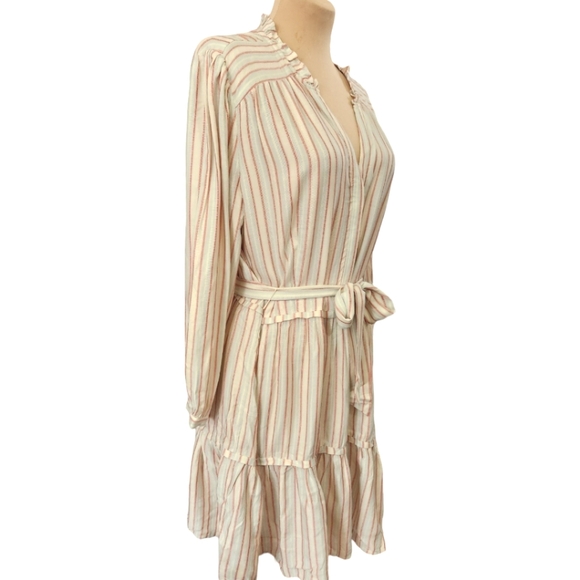 PAIGE "Kylenn" striped three-quarter length sleeve ruffle mini dress - Picture 7 of 15